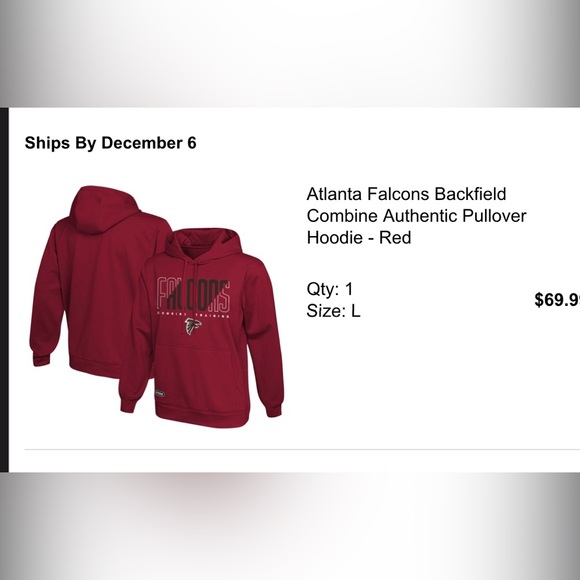 Atlanta Falcons Hoodie!! NWT never taken out of the bag. Size large. - Picture 2 of 2